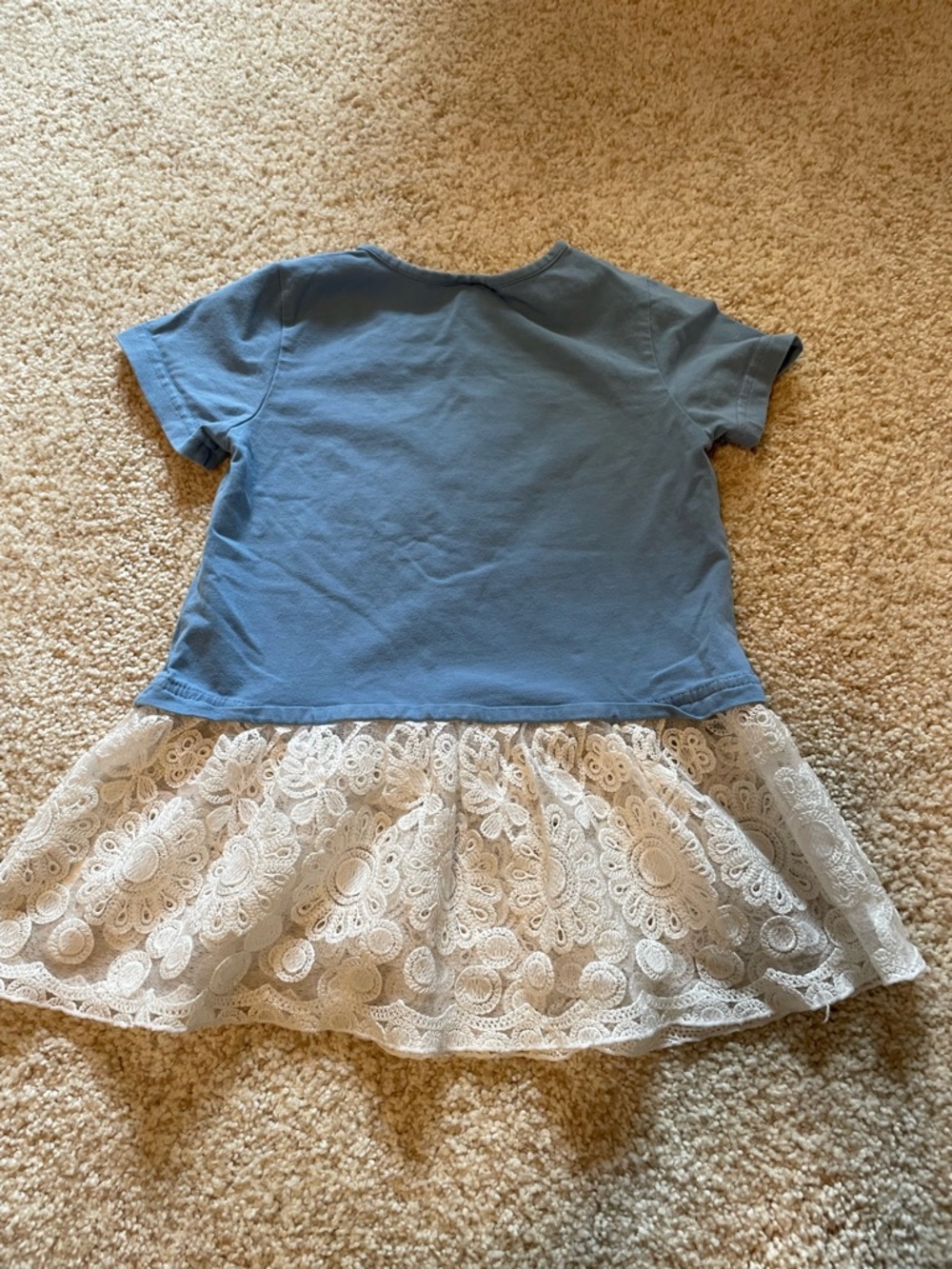 Girls Blue Short Sleeve Tee with Lace skirt - Picture 2 of 3